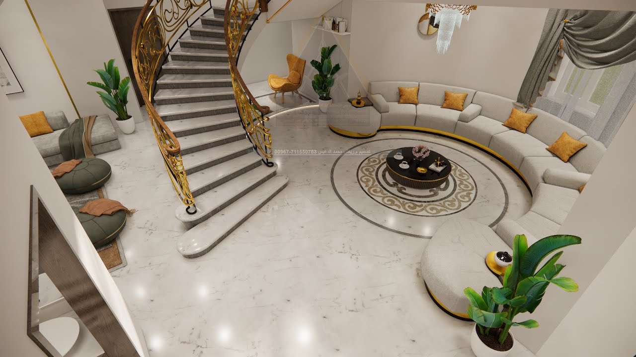 من أعمالنا تصميم داخلي (صالة معيشة واستقبال)فيلا في صنعاء اليمن