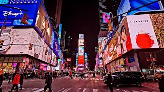 NYC Walk-through (2024) : Times Square at night - 4K