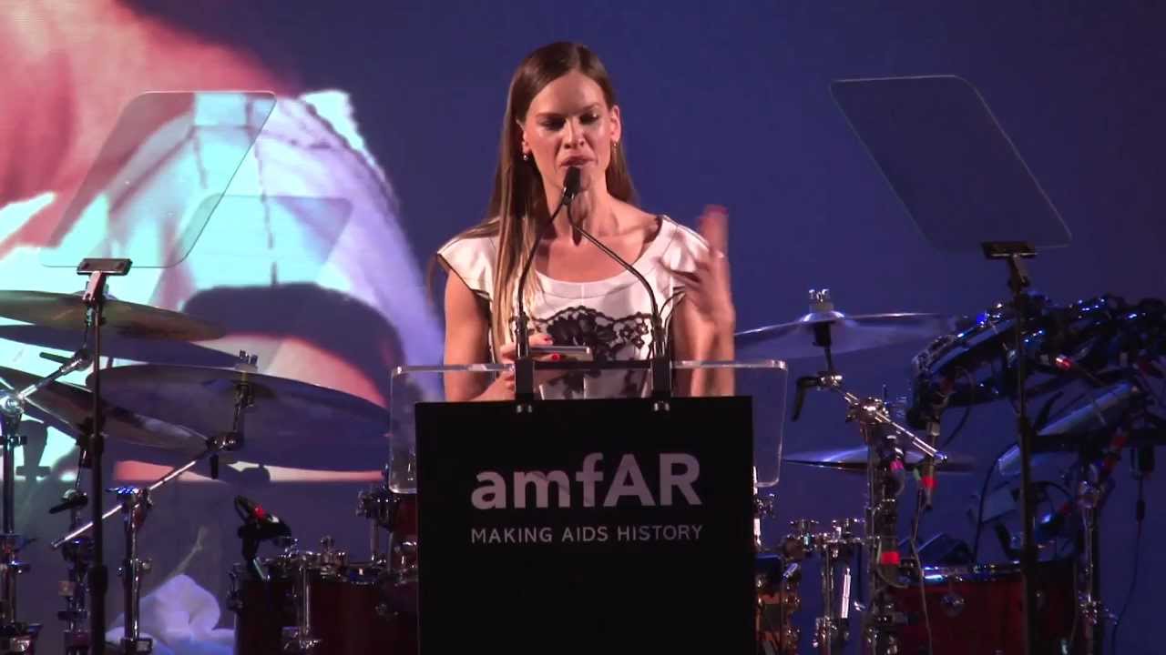 Hilary Swank Presents Robert Duffy with amfAR's Piaget Award of Inspiration