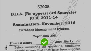 [2015] Mdu BBA 3rd Sem Re Appear Database Management System Question Paper #MduQuestionPaper