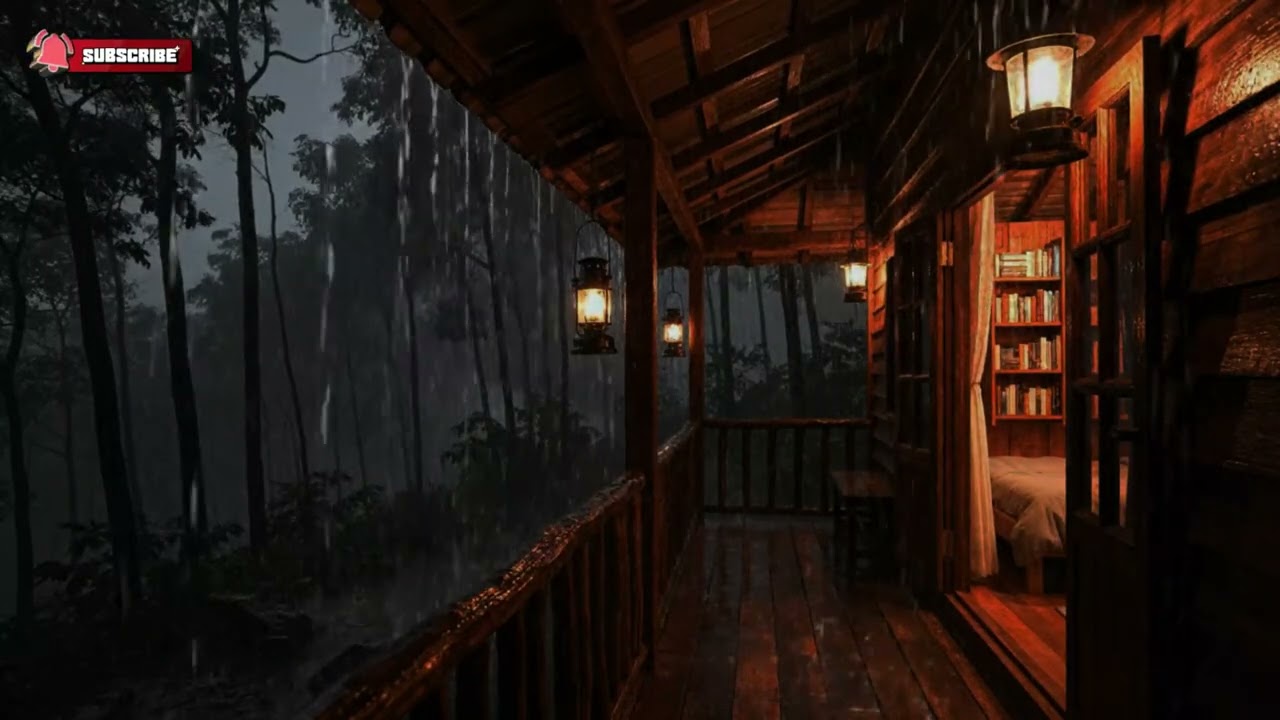 No more insomnia, no more anxiety, relax and sleep soon with heavy rain sounds and distant thunder.