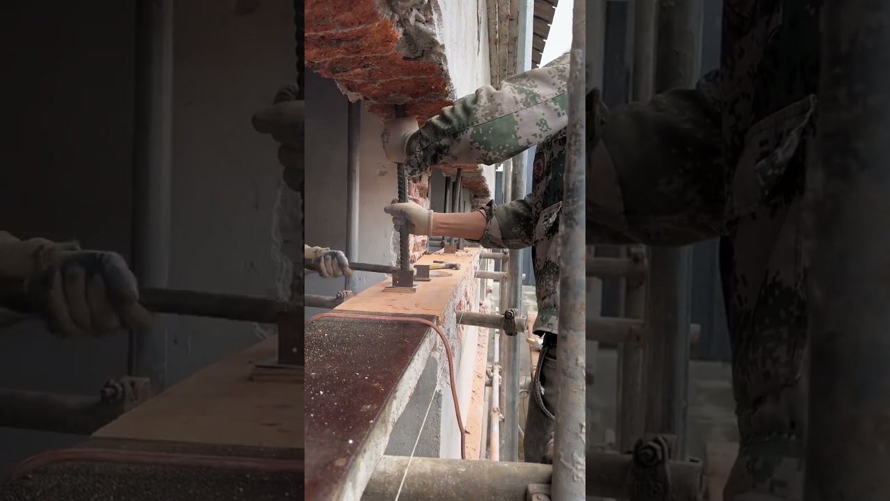 Brick wall to concrete beam reinforcement process