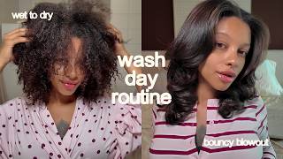 Wash Day Routine 2026 | Wet To Dry Bouncy Blowout On Natural Hair