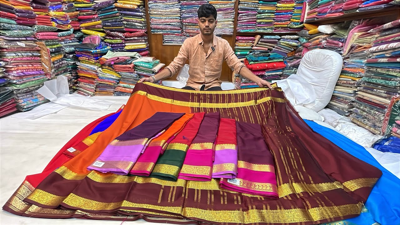 Распродажа полумайсурского шелка по цене 599 и 999 рупий. Оптовая продажа сари Manmandir Nx в Чик...