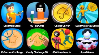 Stickman Squid Games, Cookie Carver, Superhero Play Squid Game, Candy Challenge 3D, 456 Smashers screenshot 3