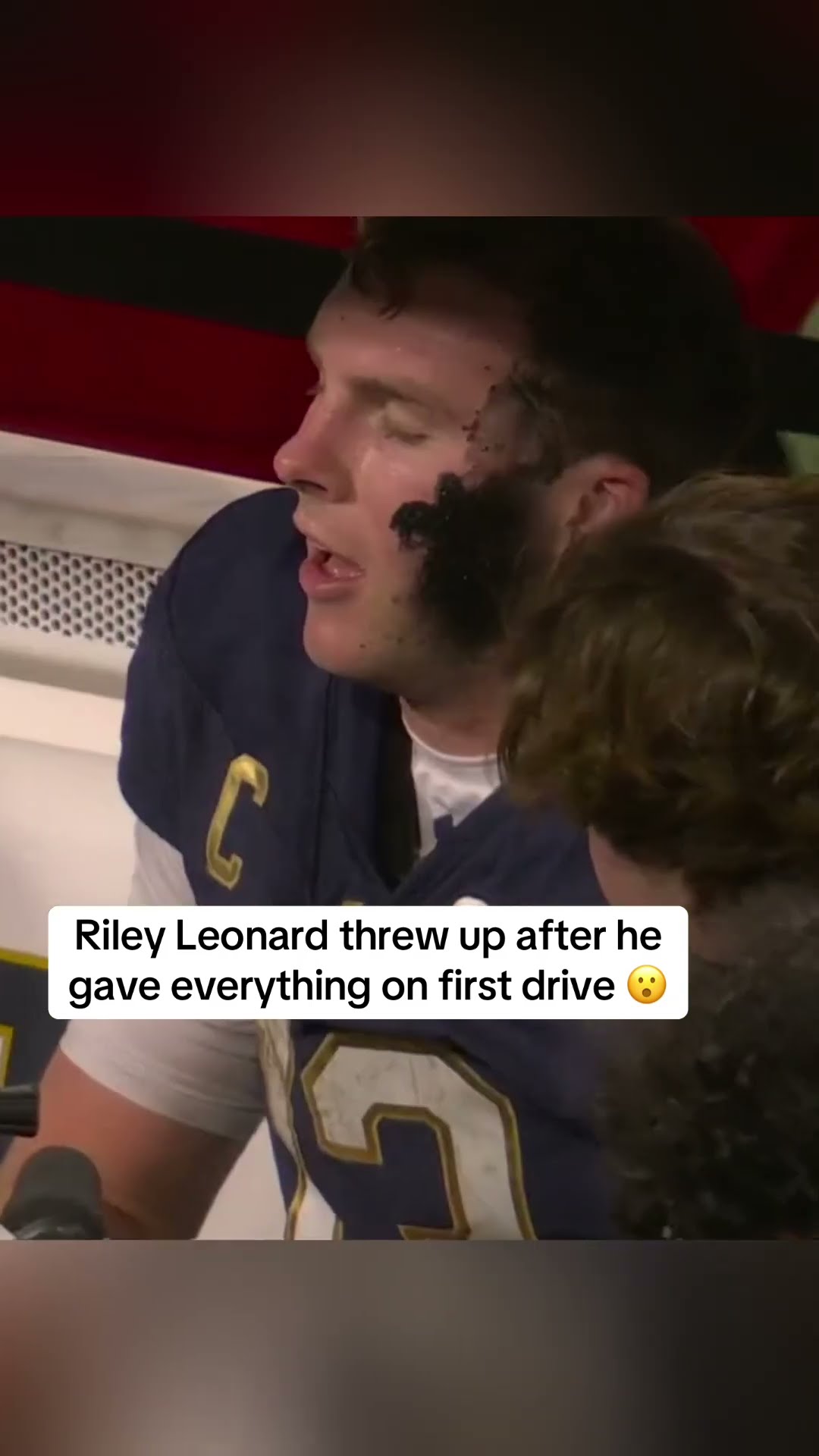 Riley Leonard said he landed on the ball on one of his rushes.