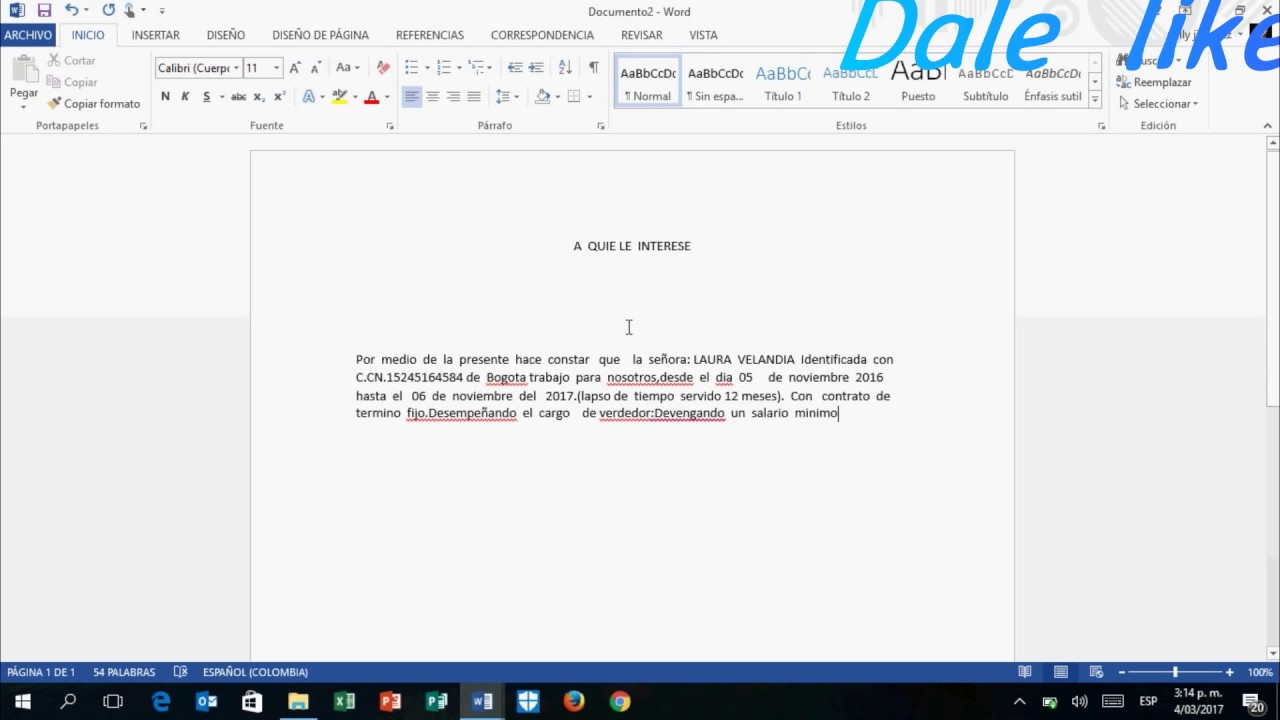 Formato para referencia laboral - Dimmi.metashort.co