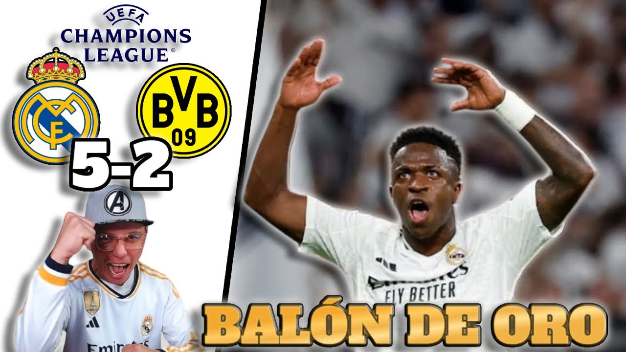 REAL MADRID 5-2 DORMUNT VINICIUS JR HAT TRICK Y BALON DE ORO # ...