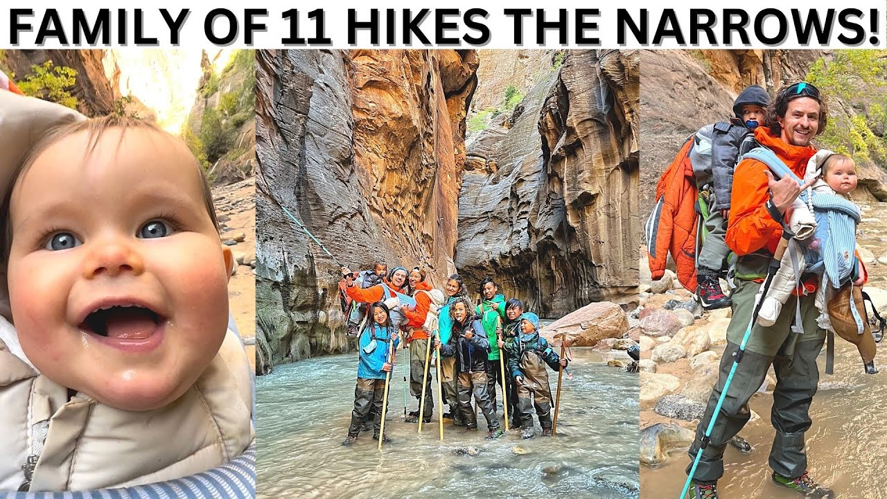 ZION NATIONAL PARK-The Narrows Hike w/9 kids to Wallstreet! Fighting Hypothermia on a Long Wet Walk!