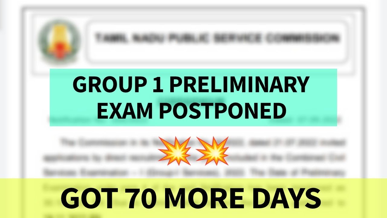 TNPSC Group 1 Preliminary Exam Postponed Officially ✌️ Got 70 More Days for Preparation 💯
