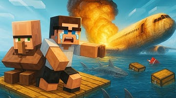 Doorbin and Carry Survive The AIRPLANE CRASH ON THE ISLAND in Minecraft! #viral #video #minecraft 