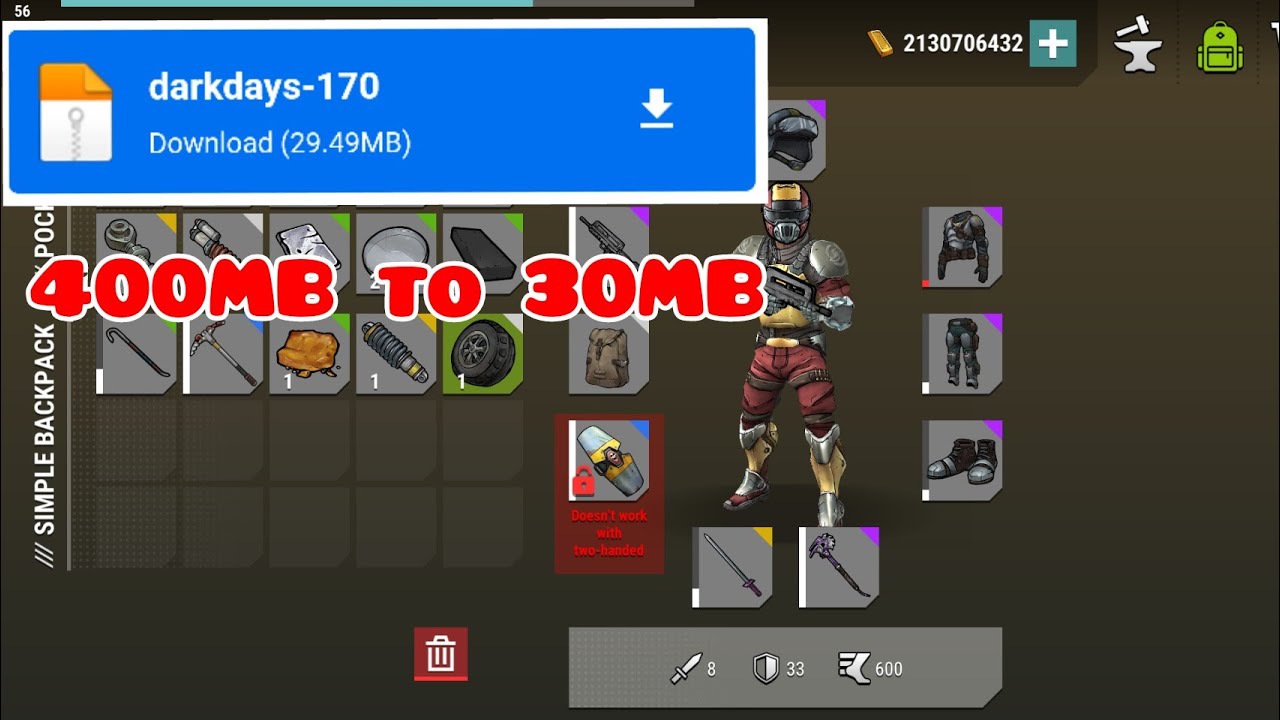 DARK DAYS ZOMBIE SURVIVAL HIGHLY COMPRESS+MOD APK 450MB TO 30MB