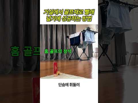 거실에서 골프채로 <strong>빨래</strong> 널기에 성공하는 방법
