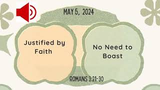 Sunday school Lesson - Romans 3:21-30 - May 5, 2024