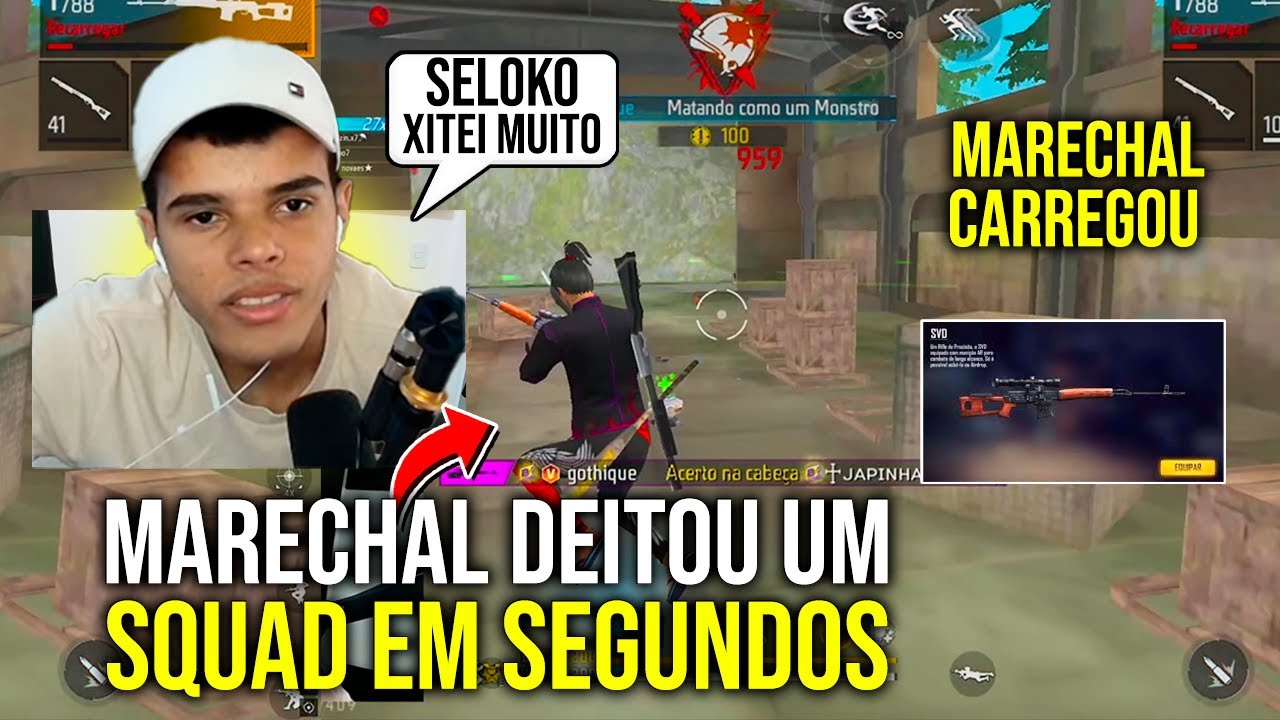 MARECHAL DEITOU UM SQUAD EM SEGUNDOS E CARREGOU OS ALEATÓRIOS - NO FREE FIRE