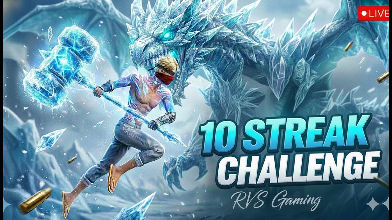 10 BOOYAH STREAK CHALLENGE | Free Fire Max Live | GRANDMASTER RANK PUSH #rvsgaming #fflive #ffshorts