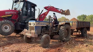New Jcb 3dx Backhoe Loader Loading mud in Swaraj Tractor || jcb and tractor video Part-03