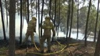 Firefighters battle wildfires in central Portugal