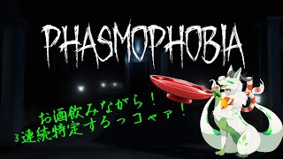 【phasmophobia】お酒飲みながらナイトメア3連続特定するっコャァ！【妖狐竜 カミ】