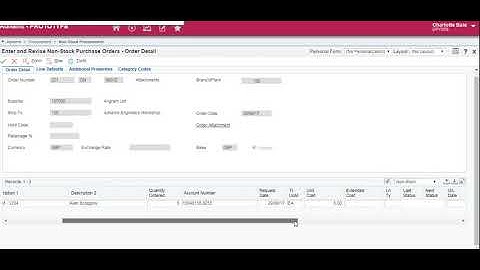 Enter a Purchase Order - J line type