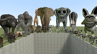 💥 BIG HOLE ALL ZOONOMALY MONSTERS FAMILY VS REAL ANIMALS SPARTAN KICKING and PUNCH in Garry's Mod!