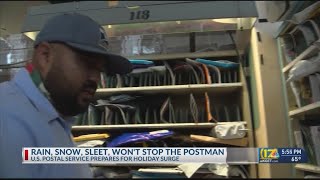 U.S. Postal Service letter carriers prepare for the imminent holiday surge