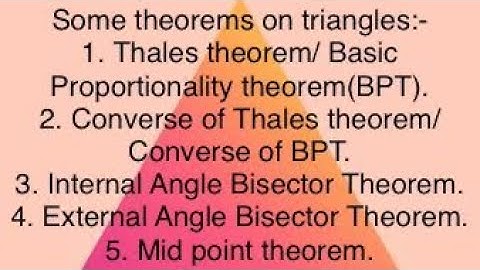 Some Theorems of triangles #math BPT / Converse of BPT / int. or ext. angle Bisector / mid-point the