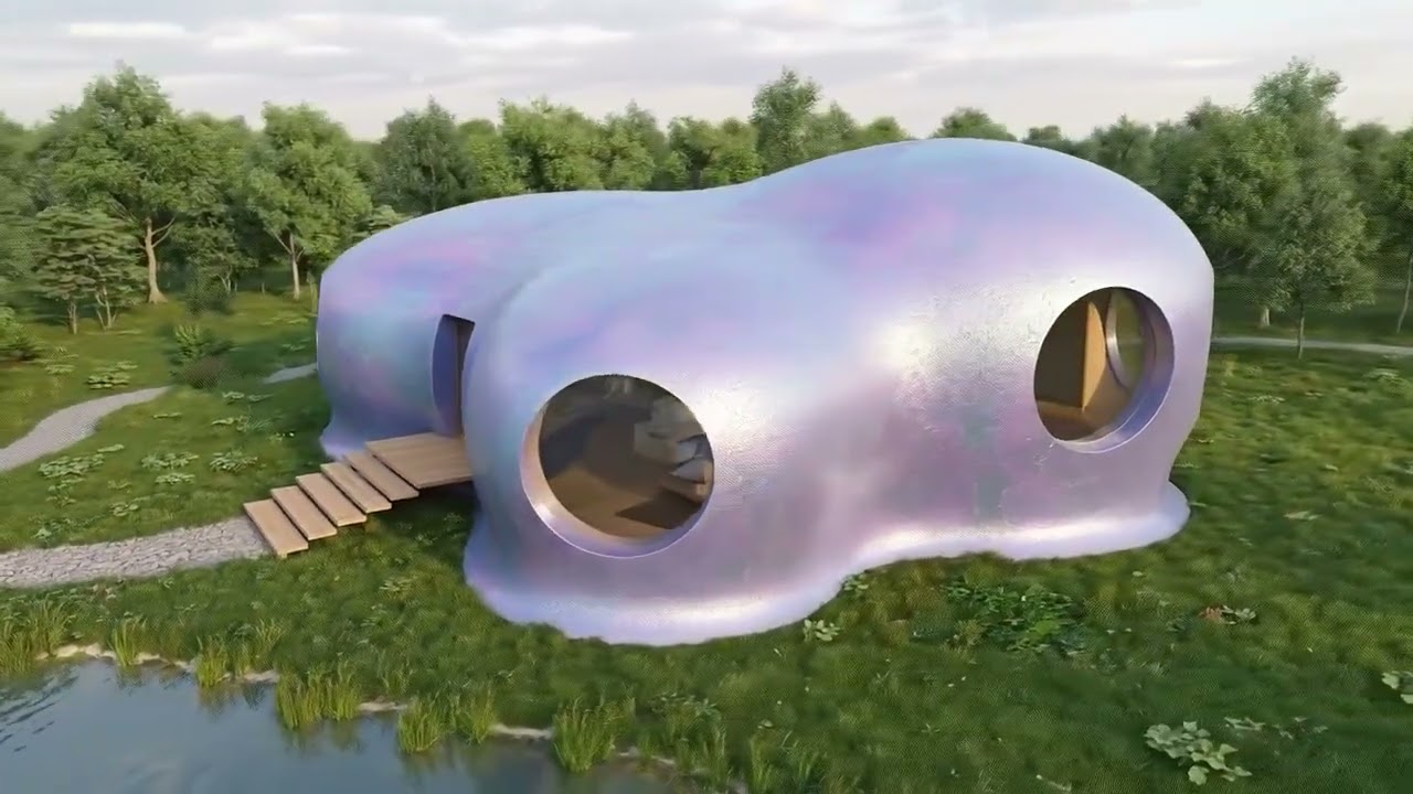 The DROP House. Архитектурный хамелеон. От скетча до 3D. Задорная КАПЛЯ. Вид с дрона