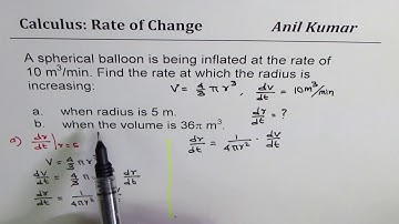 Find rate of change of radius in sphere when volume and radius is given