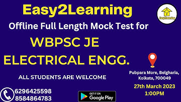 WBPSC JE Electrical Engg. First Offline Mock Test For all Students | By Easy2Learning |