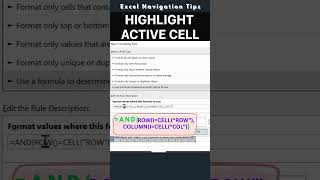 Excel Dynamic Cell Highlight 🟩 (22s) #shorts
