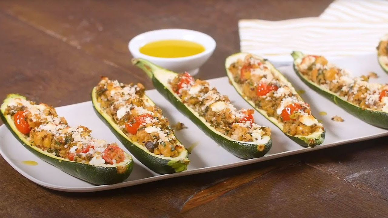Baked Zucchini with Chickpea Stuffing
