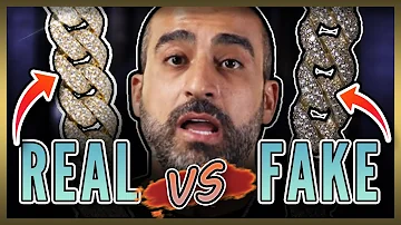 Real Vs Fake Iced Out Cuban Link Gold Chain Comparison