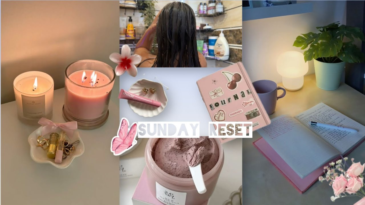 Sunday Reset Routine 🕯️ Cleaning, Skincare & Journaling 💗🎀 | asthetic vlog ✨🫧