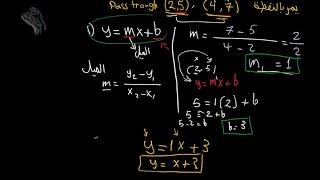 معادلة المستقيم يمر بنقطتين equation of line passing through two points