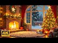Peaceful Christmas Music 🎄🔥 Cozy Log Cabin Ambience with Fireplace &amp; Christmas Tree Lights
