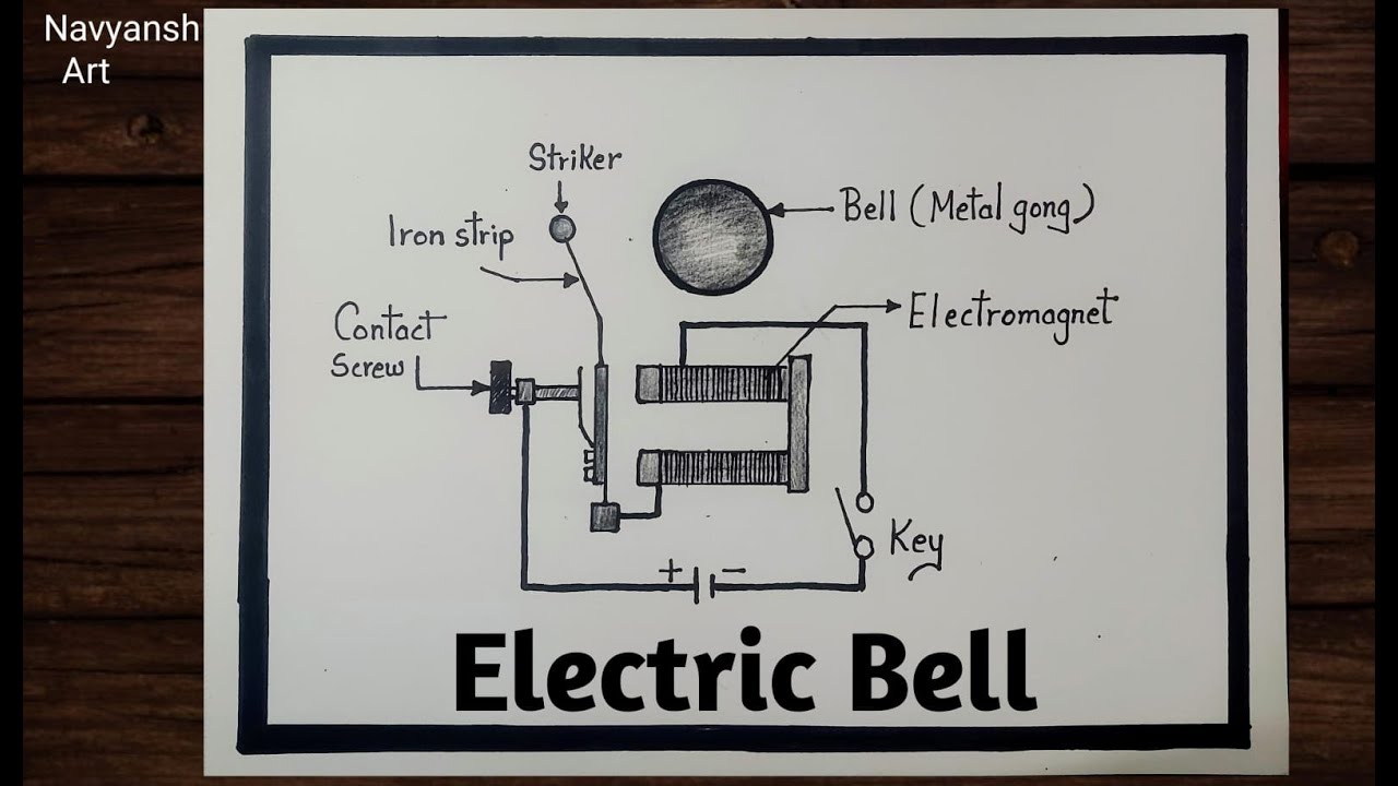 Electric Bell labelled diagram drawing / How to draw Electric Bell ...