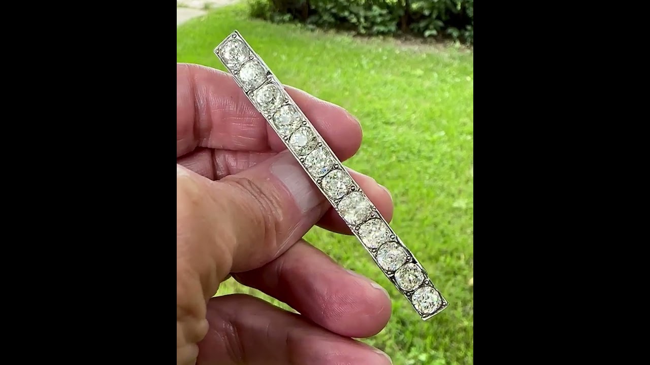 Antique Silver Rock Crystal Diamond Paste Bar Brooch