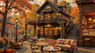 Smooth Jazz Melodies at Outdoor Fall Coffee Shop Ambience 🍂 Sweet Jazz Instrumental Music for Work
