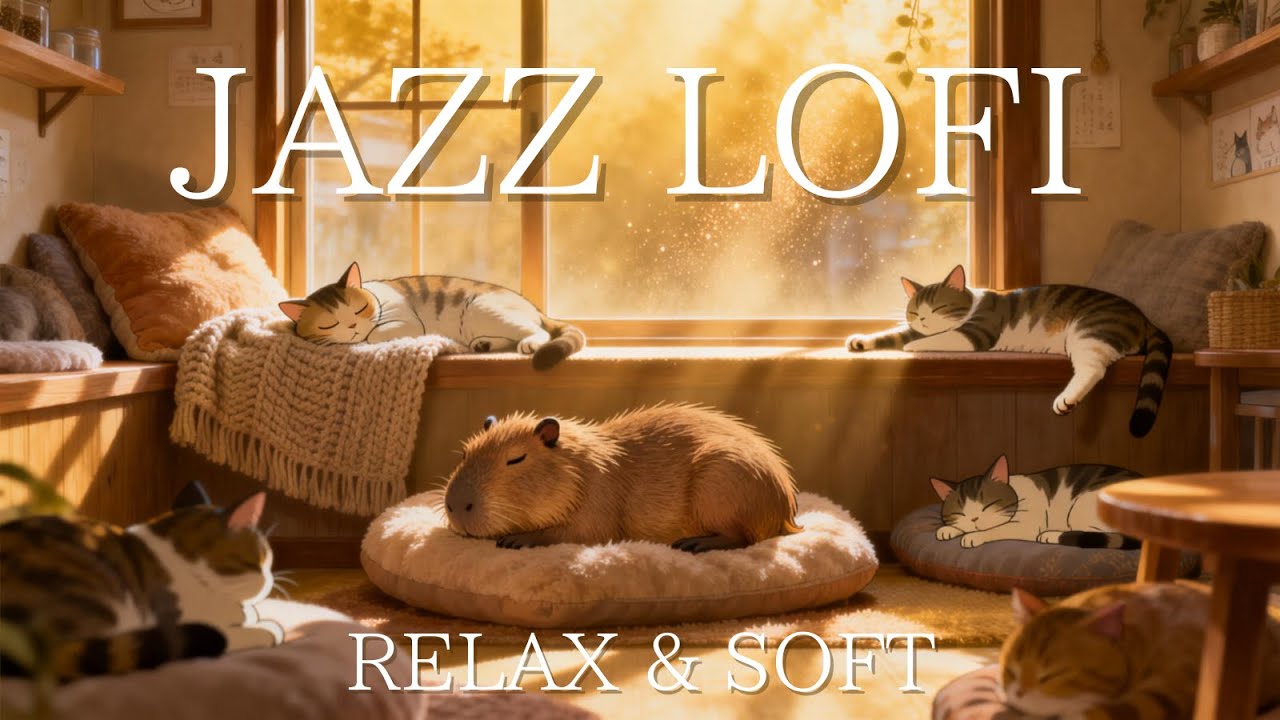 Capybara Cafe ☕ Morning Coffee Jazz & Lofi,CAT CAFE Focus & Flow (No Copyright BGM)