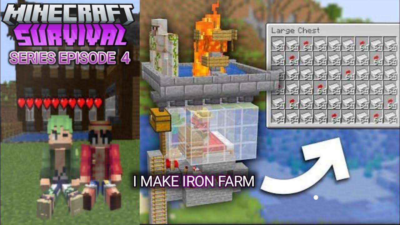 Minecraft survival series episode 4 || i make iron farm - YouTube