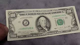 BILLETE DE 100 DOLARES DE 1990 CON ERROR