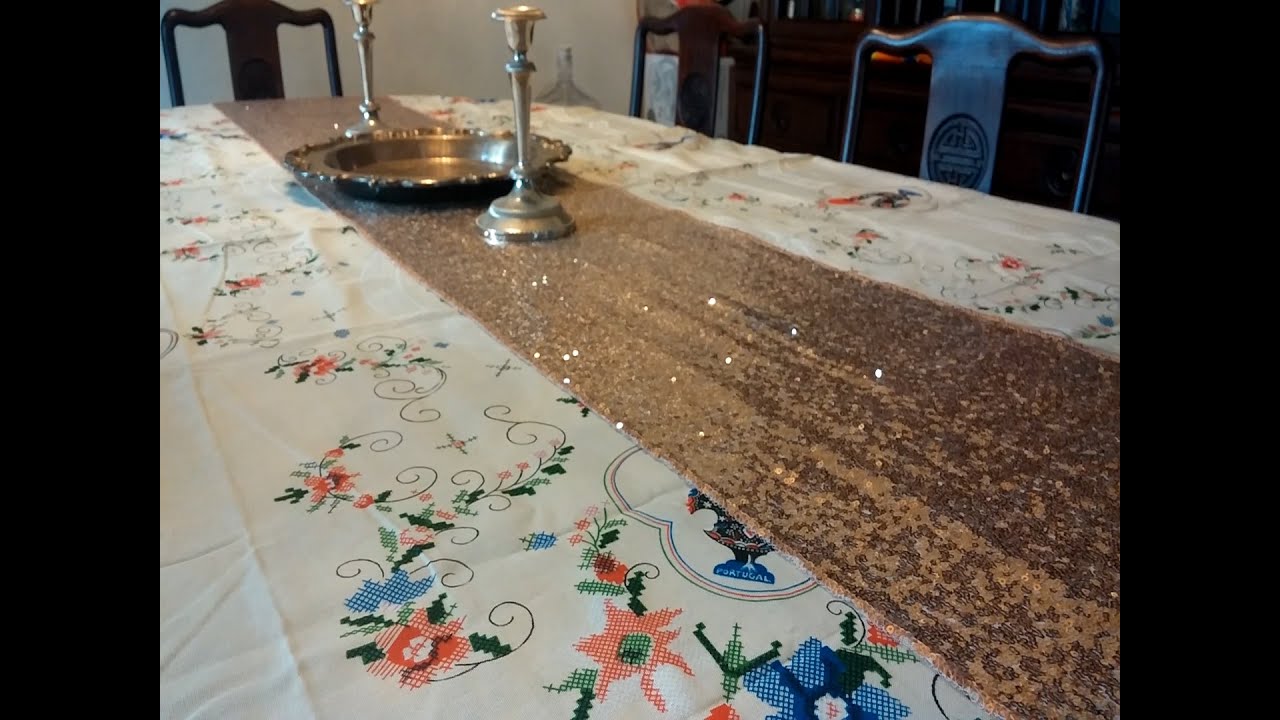 TRLYC Sequin Table Runner Gold 13 by 60-Inch Sequin Tablecloths