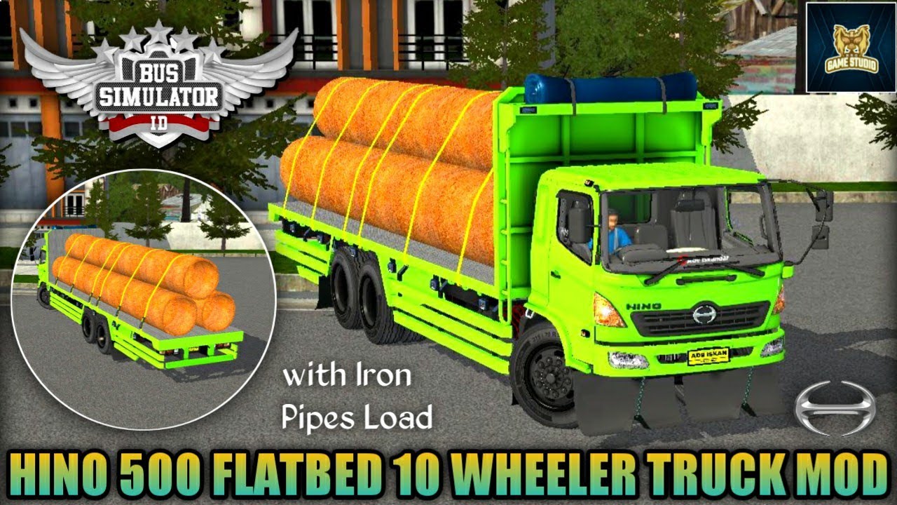 🤩🔥HINO 500 FLATBED TRUCK MOD WITH IRON PIPES LOAD FOR BUSSID v3.7.1 | By 