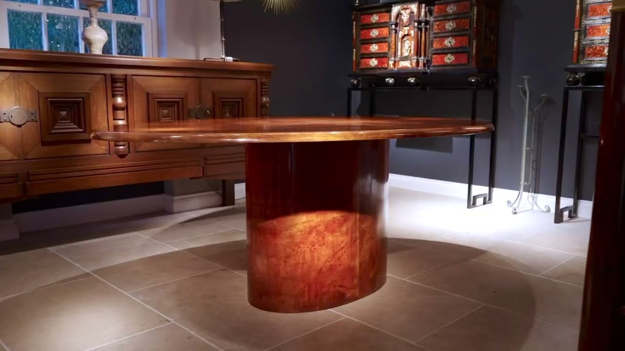 Aldo Tura Lacquered Goatskin Oval Dining Table | BADA