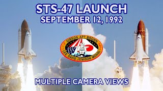 STS-47 Launch - Multiple Camera Views - Medium, Distant & Close-up (1992/09/12)