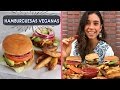 HAMBURGUESA VEGANA CON QUESO NACHO Y PAPAS!