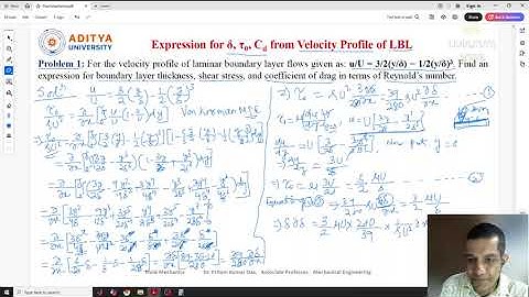 Lecture 170 Expression for δ, τ0, Cd from Velocity Profile of LBL in #Fluid #Mechanics