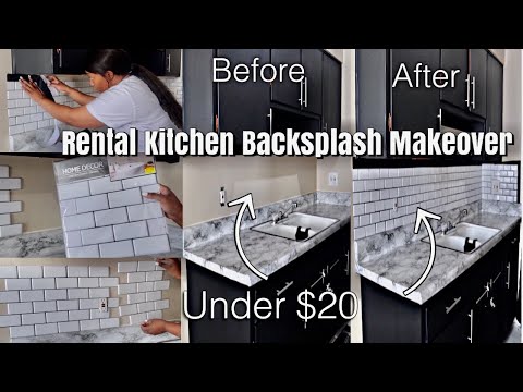 DIY Rental Kitchen MAKEOVER |Removable Backsplash|Affordable Kitchen Transformation+Renter Friendly