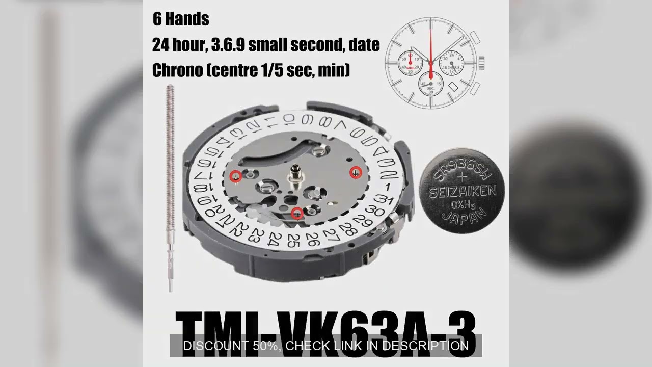 Japan Seiko VK63 VK63A High Accuracy Quartz Movement Chronograph Three Hands With Date Small Chronog